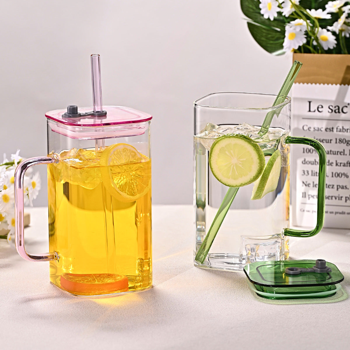 Large square straw cup
