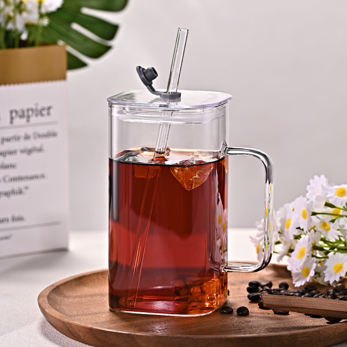 Large square straw cup