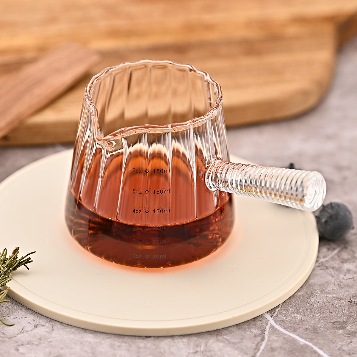 Glass milk pitcher