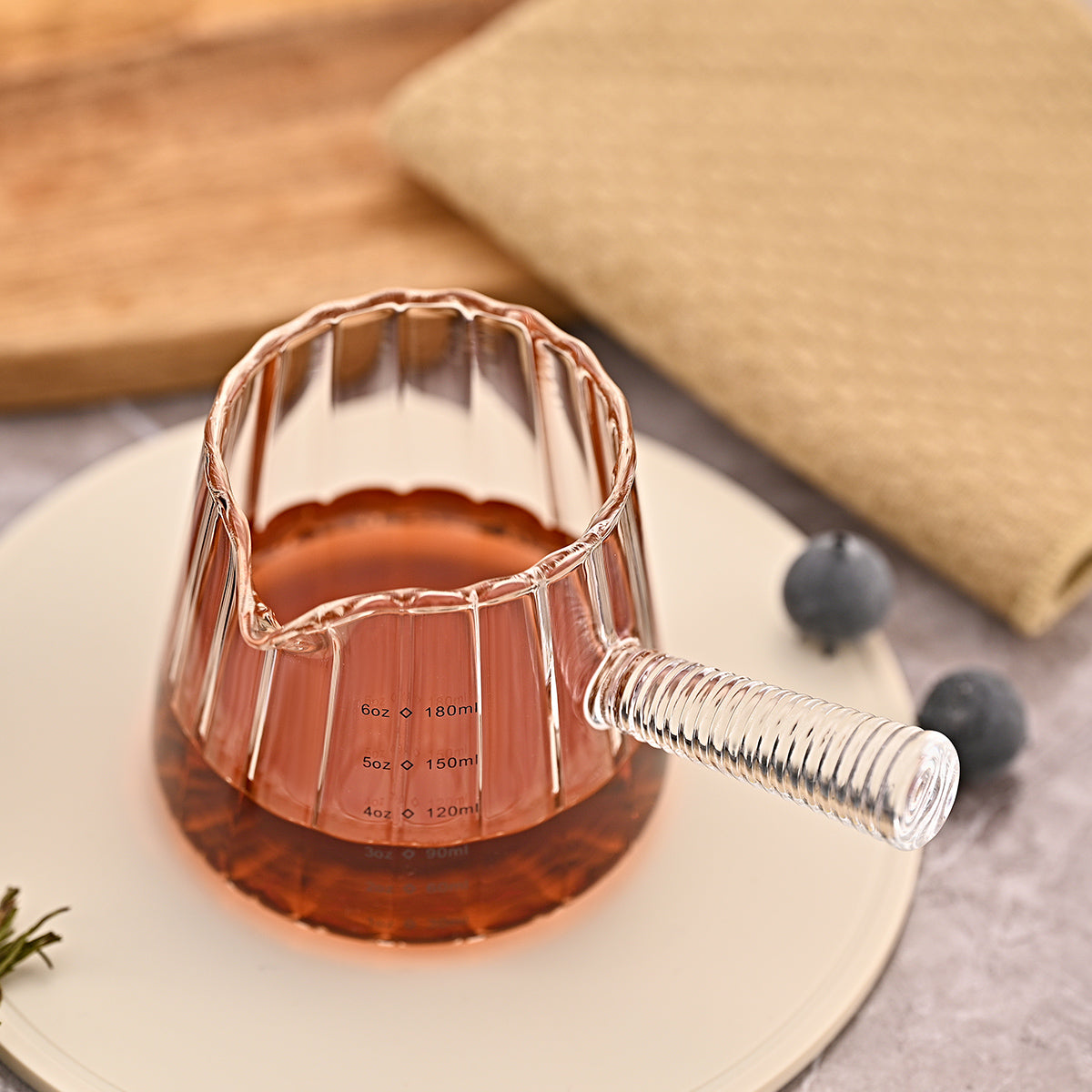 Glass milk pitcher