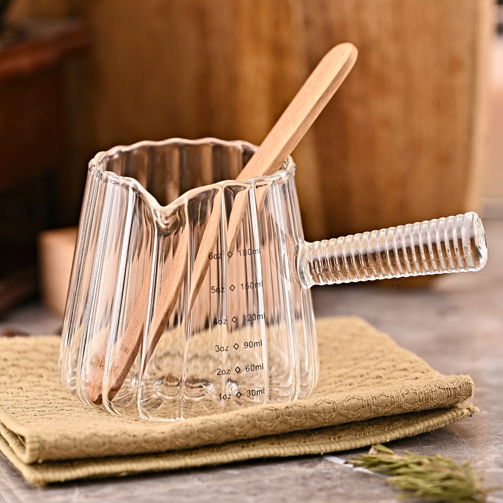 Glass milk pitcher