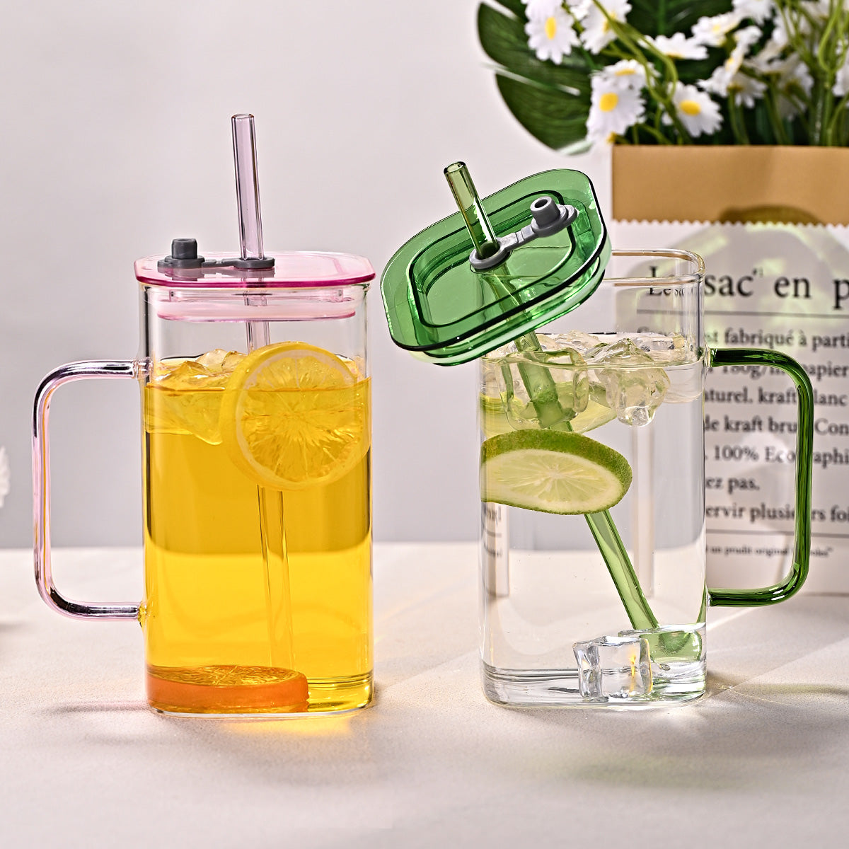 Large square straw cup