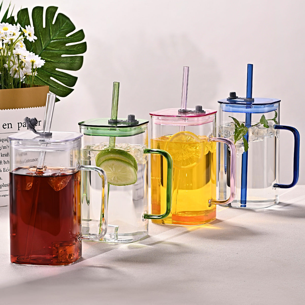 Large square straw cup